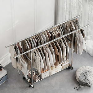 Porte-vêtements robuste sur roulettes, porte-vêtements pour suspendre les vêtements avec étagères, armoire portable pour vêtements, porte-vêtements avec roulettes - Product Image 6