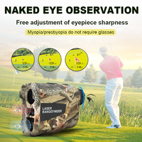 Télémètre de chasse camouflage laser avec logo personnalisé, rechargeable Type-C, objectif 6X, écran LCD, portée 600m 1000m 1200m 1500m