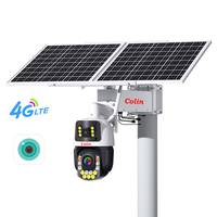 Mudah keamanan panjang rekaman Video 80W 40AH 444WH tinggi Power Supply Solar CCTV Kit dengan 4MP + 4MP lensa ganda 36x Zoom 4G kamera