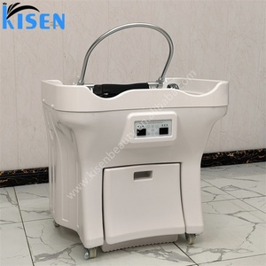 Bac à shampoing portable de luxe Kisen blanc avec réservoir d'eau, sans tuyauterie, pour salon de manucure et mobilier de coiffure - Product Image 2