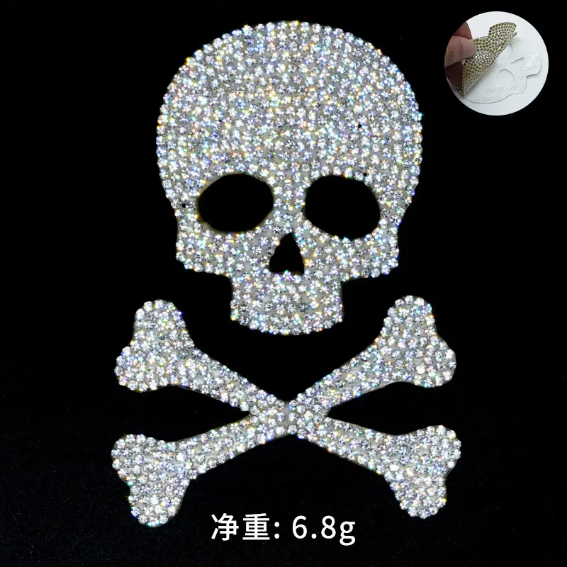 2022 patchs de strass Punk crâne, Patch de strass, Appliques, fer sur strass autocollants