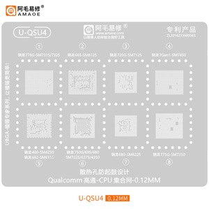 Pochoir de reboulage BGA QSU1-6 pour processeurs Qualcomm série SM8750 SM8635/7635 SM8350 SM8250 <span class=keywords><strong>SM8475</strong></span> SM7325 SM7125 SM7350 SM8150 SM7250 - Product Image 3