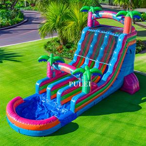 Toboggan aquatique gonflable Tiki <span class=keywords><strong>Aloha</strong></span> Splash hawaïen à double piste avec <span class=keywords><strong>piscine</strong></span> pour enfants, idéal pour la location commerciale et les fêtes - Product Image 6