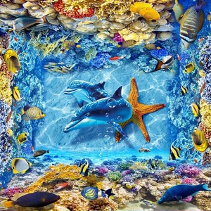 Mural de suelo de baño y sala de estar, criatura marina con impresión de autoadhesivo, impermeable, 3D, pvc - Product Image 5