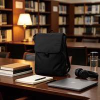 Tas Ransel Laptop Anti Air Custom Pria Minimalis dengan Tutup Lipat, Tas Bisnis Ringan untuk Kantor, Perjalanan, dan Komputer, Grosir
