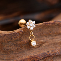 Boucles d'oreilles pendantes en titane G23 unisexe, cœur, 5A CZ, piercing à vis, bijoux de corps tendance, prix de gros pour anniversaire
