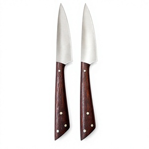 Ensemble de couteaux de cuisine en acier D2 avec manches en bois, 1 pièce, lame droite à bord dentelé - Product Image 1