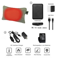 Coussin chauffant électrique rechargeable, coussin chauffant à batterie, portable, contrôle de la température, lavable, polyester et coton