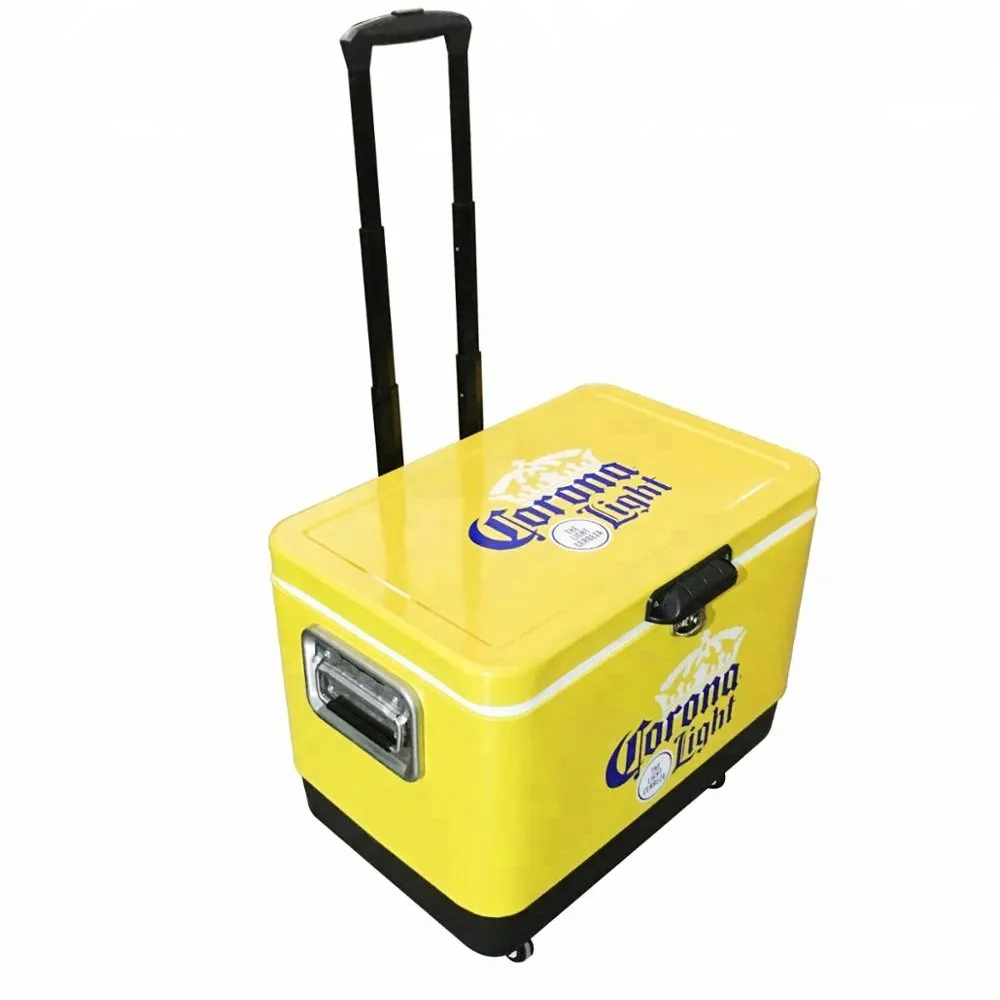 51L Ice Cooler Box with Wheels for Outdoor Camping Fishing Large Capacity portable cooler wine/ beer cooler box