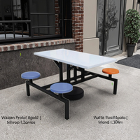 Ensemble de table et de chaises de salle à manger commerciales modernes en acier, avec plateau en bois et structure en fibre de verre, pour restaurants et écoles