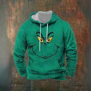 Customized Wholesale of the Latest Popular Men's <strong>Grinch</strong> logo Printed Trend Hooded <strong>Sweatshirt</strong> - Product Image 1