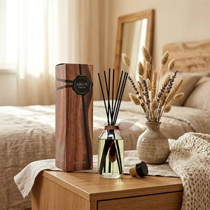 ชุดกล่องของขวัญน้ำหอมปรับอากาศแบบก้านไม้หอม กลิ่นลาเวนเดอร์ซีดาร์ MMB ลายไม้สีอุ่น ขนาด 100 มล. ยี่ห้อ Aikun Private Label สำหรับตกแต่งห้องนอน ขายปลีก - Product Image 1