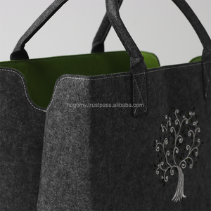 Customized Logo Solid Color Open Closure Classic Design Machine Sewn PET Felt Lining <b>Tote</b> <b>Bag</b> Wholesale - Product Image 5