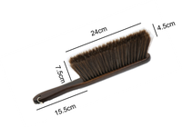 Brosse à poussière carrée en bois durable avec tête en PET, poils doux en crin de cheval et soie, manche en ébène fixe, balai à main pour le nettoyage domestique 39cm
