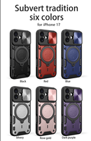 Casing magnetik dudukan cincin mobil, penutup pelindung kamera geser CD untuk Iphone 17 Air 16E 16 15 Plus 14 Pro Max 13 12 11 X XS XR