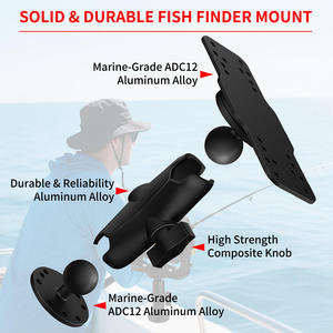 S109 Support de fixation pour sondeur de pêche en alliage d'aluminium de 5,4 pouces 360° Support électronique marin rotatif avec verrou de sécurité, support de bateau réglable - Product Image 2