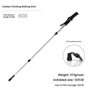 Bastón de Trekking Premium de Tres Secciones, Aleación de Aluminio, Mango en T, con Amortiguador Recto de EVA, Plegable, para Caminar al Aire Libre - Product Image 6