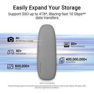 Boîtier SSD M.2 en aluminium gris pour vente en gros, USB-C 10 Gbit/s, externe, NVMe SATA, refroidissement, résistant à l'eau et à la poussière IP55 - Product Image 4