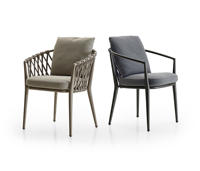 Ensemble de mobilier de restaurant de qualité commerciale, chaises de salle à manger modernes de luxe en corde et table carrée en pierre frittée, ensemble de mobilier de café extérieur