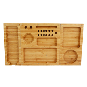Triple Flip Bamboo Magnet Rolling Tray 3 in 1 Foldable Wood Cigarette Roll Trays with Magnetic Lid for Pre Rolled Cones