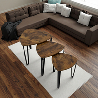 Ensemble de 3 tables basses en métal/bois au design moderne XIYUAN Meubles de salon