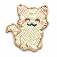 Kit de sous-verres en bois à peinture diamantée 5D motif chat mignon, mosaïque de strass, pour décoration de table et artisanat, cadeau pour enfants et adultes