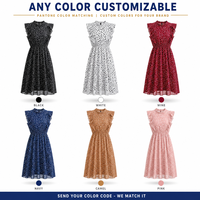 Robe personnalisée pour femme en mousseline écologique à col à volants, à pois, sans manches, coupe évasée, taille smockée, usine OEM ODM