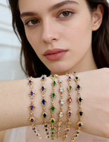 Bracelets de tennis pour femmes Artivelle, vente flash, pierres arc-en-ciel, bijoux fantaisie, plaqué or, zircons colorés, bracelet en cristal