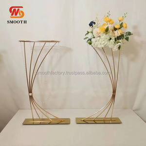 SMOOTH Bead <b>Curtain</b> Decoration Arc Flower Stand Centerpieces Table <b>Gold</b> Flower Rack for Wedding Events - Product Image 6