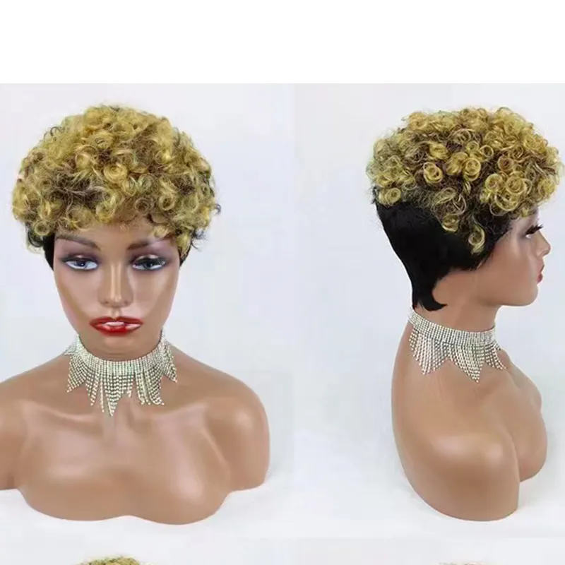 human hair short curly wigs for black women human hair Raw Indian Virgin Cuticle Aligned Hair Machine Made Wig