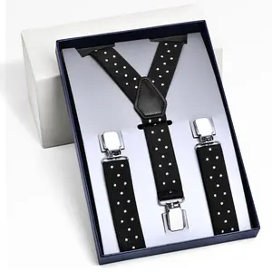 Fashion Skinny 2.5 CM Width Fabric Mens Groomsmen Braces Metal Clips Boys Leather Suspenders