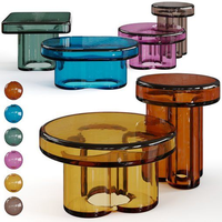 Ensemble de tables basses modernes en résine solide, bancs de canapé et tables d'appoint colorés sur mesure, tables gigognes design modernes pour intérieurs haut de gamme