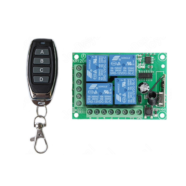 433Mhz DC 12V Universal Wireless RF Remote Control Switch 4CH Relay Radio Receiver Module And Smart Remote Controls Transmitters