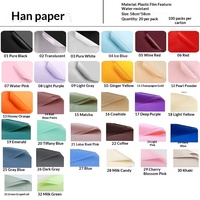 Kertas Pembungkus Bunga Han Su Waterproof Matte untuk Toko Bunga dan Seni Warna Solid Fog 56x57cm 20 Pack
