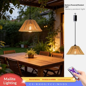 Lampada <span class=keywords><strong>a</strong></span> Sospensione in Rattan Intrecciato con Telecomando e Timer, Lampadario da Interno/Esterno <span class=keywords><strong>a</strong></span> <span class=keywords><strong>Batteria</strong></span> - Product Image 5