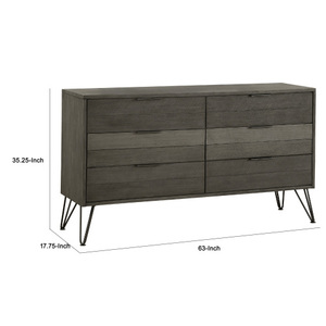Modern Solid Wood & Glass <b>6</b>-<b>Drawer</b> Lighted Dresser with Luxury Storage for Bedroom - Product Image 4