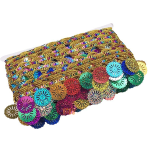 2025 mới nhiều màu Ren biên giới đầy màu sắc sóng Sequins Tuyết hoa hình dạng bện cắt tỉa cạnh may sequin ren TRIM - Product Image 2