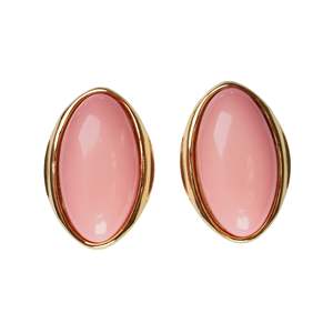 Pendientes Clásicos de Moda con Circonitas Rosas Ovaladas, Chapados en Oro PVD, Acero Inoxidable 316L, Joyería Sostenible y Resistente, Regalo con Engaste de Bisel - Product Image 1