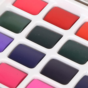 ชุดสีน้ำพรีเมียม 12/24 สี แบบตลับครึ่งแผ่น สำหรับศิลปิน พร้อมพู่กัน สำหรับสมุดระบายสีน้ำ บรรจุในกล่องเหล็ก - Product Image 2