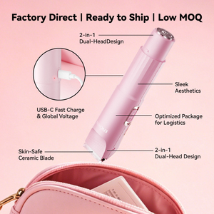 2-in-1 Double Head Electric Mini Waterproof IPX4 Body Pubic Sensitive Areas Facial Hair Remover Shaver Trimmer for Household Car