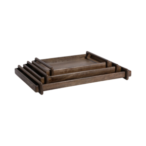 Set di vassoi decorativi in legno per letto o tavolino da caffè, finitura classica, vassoio rettangolare da portata. - Product Image 2