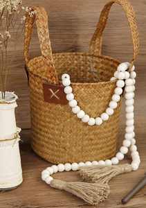 Guirlande de Perles en Bois de 58 Po. avec Pompons, Style Ferme, Rustique et Naturel, Décoration Bohème Murale Accrochée - Product Image 4