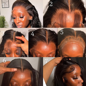 Nouvelle perruque Lagos Hairline Widows Peak en soie lisse 7x7 HD sans colle avec fermeture en dentelle, perruque frontale 13x6 en cheveux humains pré-épilée avec ligne de cheveux naturelle - Product Image 5