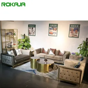 Foshan Fabriek Koop Luxe Gestoffeerde Banken Modern Couch Woonkamer Meubels Sofa Set Goedkope