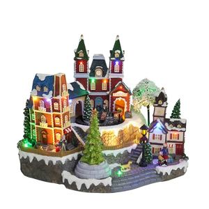 Venta caliente de Navidad de la estación de tren de modelo de temporada de resina de Led Navidad pueblo - Product Image 1