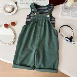 Nuovo Completo Estivo Coreano per Bambine: Canotta a Righe e Salopette in Denim, Set Due Pezzi Carino e Alla Moda - Product Image 5