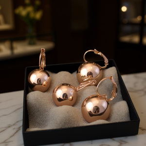 Rose Gold Ball <b>Hoop</b> <b>Earrings</b> Zinc Alloy Classic Style Unisex <b>Fashion</b> Jewelry - Product Image 2