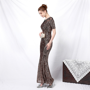 Vestido <span class=keywords><strong>de</strong></span> noche con espalda descubierta para mujer, largo, tela <span class=keywords><strong>de</strong></span> lentejuelas, barato, 18123 - Product Image 1