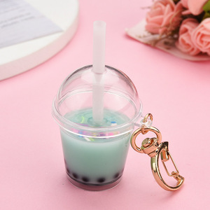 Geschenk Student Kinder PVC Solid <span class=keywords><strong>Cute</strong></span> Bag Anhänger Simuliertes Essen Kaffee Eis Boba Milch Tee tasse Schlüssel bund Für Frauen - Product Image 4