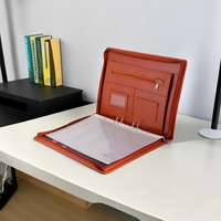 Personnaliser les affaires de luxe multifonction A4 2 anneaux agenda porte-documents en cuir pu fermeture éclair portefeuille dossier avec logo